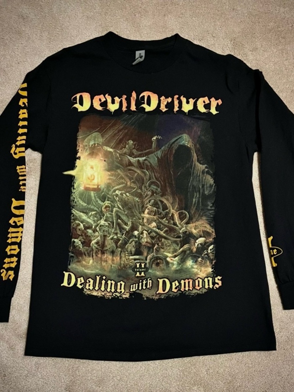 Devil Driver "Dealing with Demons" Long Sleeve Band Shirt - Black Medium